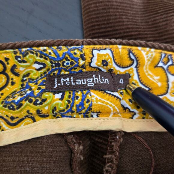 J. McLaughlin Corduroy Pants Brown High Rise Flat Front Straight Leg Women 4 - Picture 8 of 12